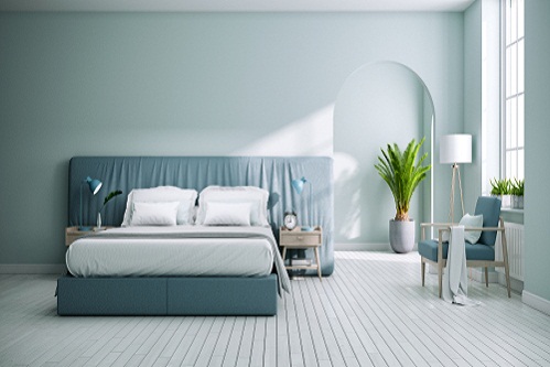 Scandinavian Bedrooms with Ice Blue Walls