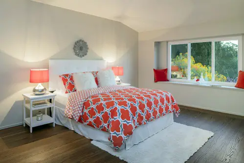 Traditional Bedrooms in Light Gray & orange