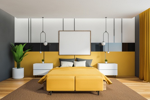 Contemporary Bedrooms in Lemon Yellow 