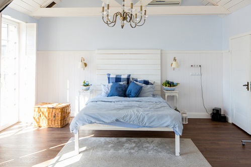 Rustic Bedrooms in Ice Blue and White 