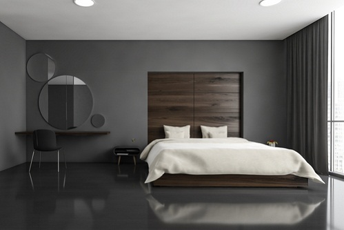 Contemporary Bedrooms in Soft Black with Painted Walls