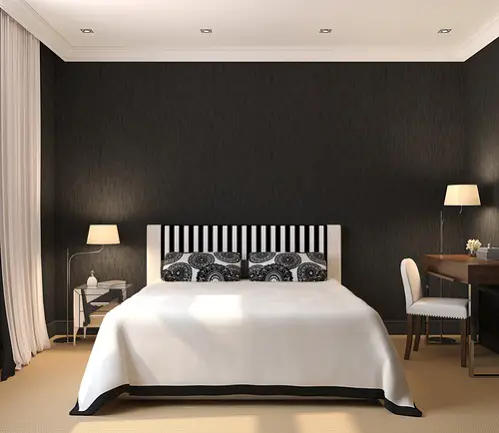 Transitional Bedrooms in Soft Black with Painted walls