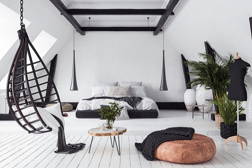 Scandinavian Bedrooms in Soft Black & White