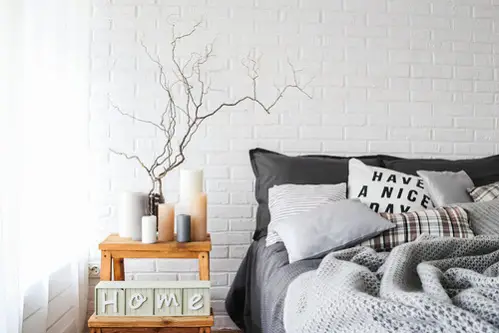 Scandinavian Bedrooms in Light Gray & White
