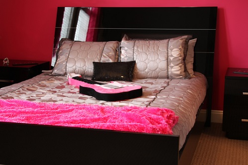 Traditional Bedrooms in Soft Black & Pink