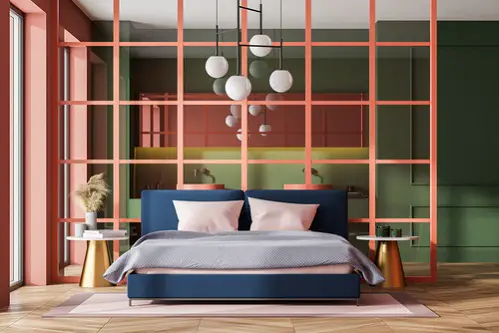Mid-Century Bedrooms in Blush Pink & Blue