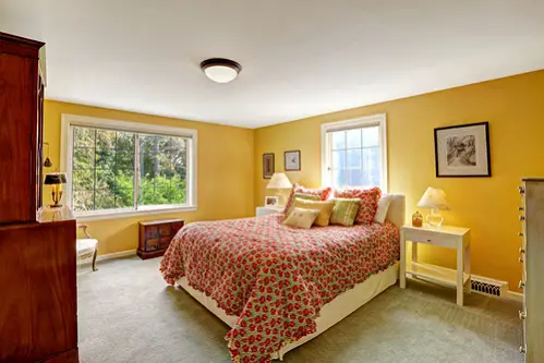 Traditional Bedrooms in Lemon Yellow & Red