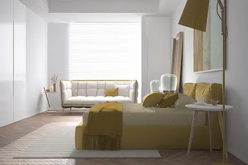 Mid-Century Bedrooms in Lemon Yellow & White