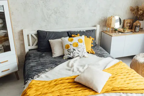 Beach House Bedrooms in Soft Black & yellow