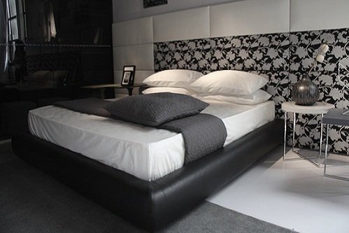 Modern Bedrooms in Soft Black with Patterned Headboard