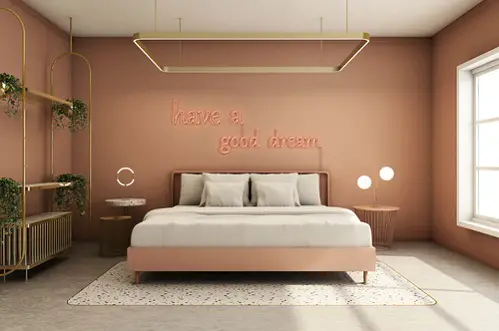 Industrial Bedrooms with Blush Pink walls