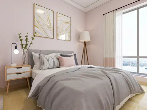 Mid-Century Bedrooms with Blush Pink Walls 