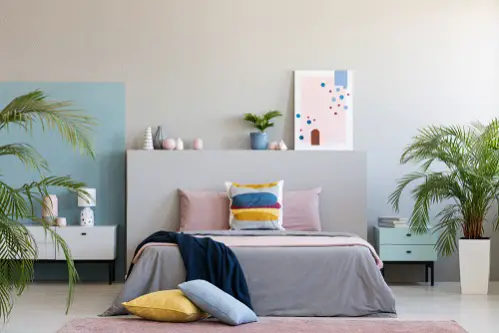 Mid-Century Bedrooms in Ice Blue with Pops of Colours
