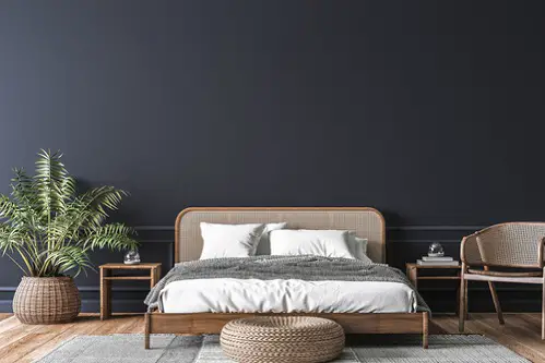Boho Chic Bedrooms in Soft Black with Rattan Furniture 
