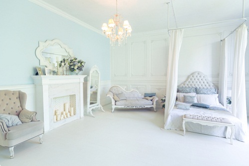 French Country Rich Detailing Bedrooms in Ice Blue