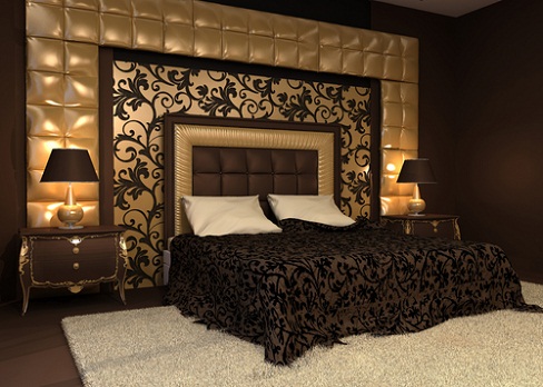 Hollywood Regency Romantic Interior Bedrooms in Soft Black 