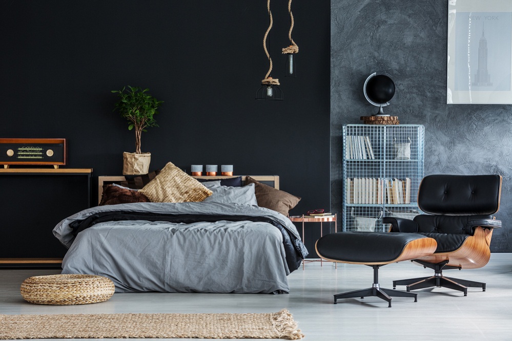 Boho Chic Bedrooms in Soft Black with Backdrop