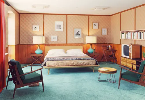 Mid-Century Vintage Inspired Bedrooms in Ice Blue 