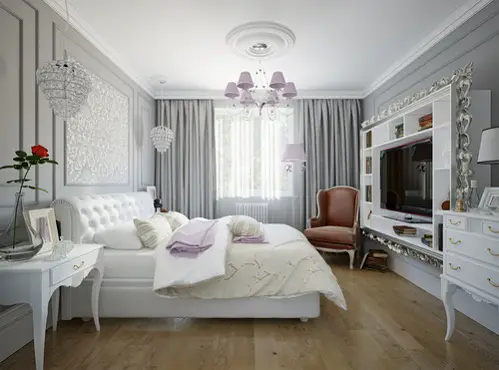 French Country Bedrooms in Light Gray with Perfect Backdrop