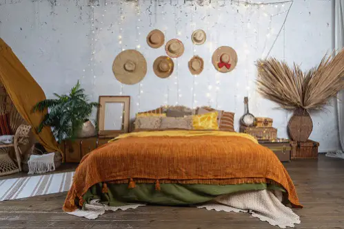 Boho Chic Bedrooms with Yellow Bed Linen