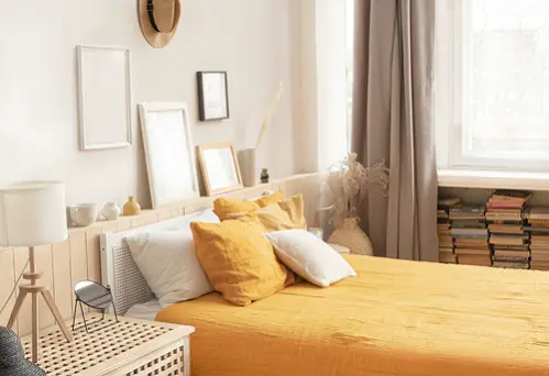 Rustic Bedrooms with Yellow Linens