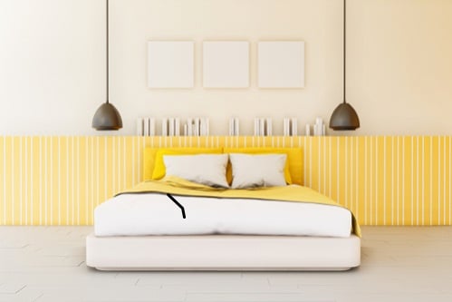 Contemporary Bedrooms in Lemon Yellow with White Walls