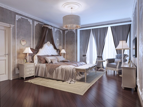 Hollywood Regency Bedrooms with Caramel Canopy