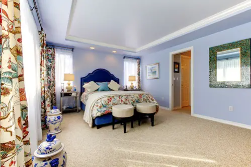 Farmhouse Bedrooms in Cobalt Blue with Luxury Setting 