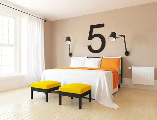 Scandinavian Bedrooms in Caramel With White interior