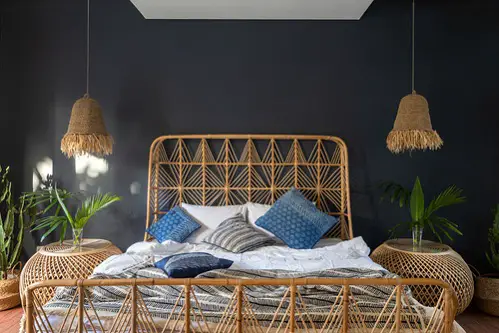 Farmhouse Bedrooms in Cobalt Blue with Accent pillows