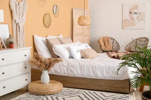 Boho Chic Bedrooms in Caramel With Accent Wall 