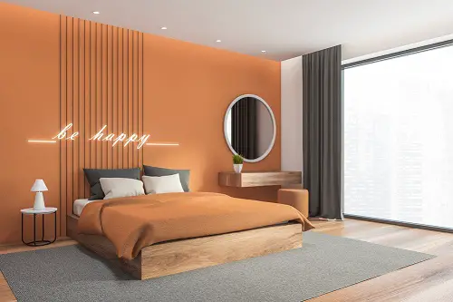 Modern Bedrooms in Caramel with Accent wall 