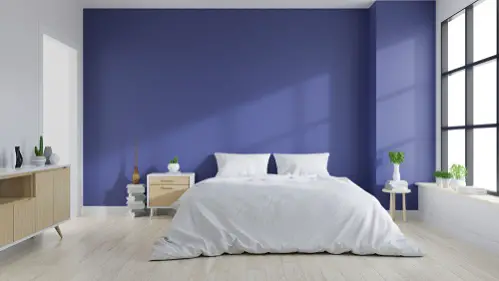 Mid-Century Bedrooms in Cobalt Blue with Accent Wall 