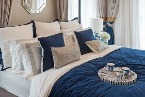 Farmhouse Bedrooms in Cobalt Blue with Pillows 