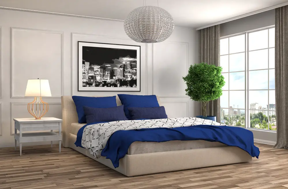 Contemporary Bedrooms in Cobalt Blue With Pillows