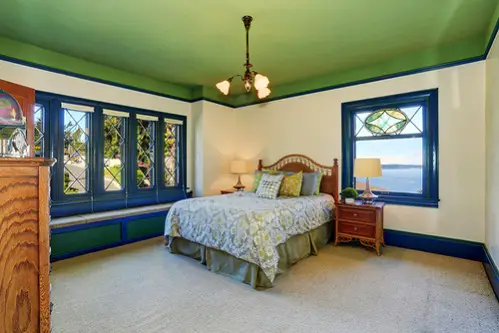 Beach House Bedrooms in Cobalt Blue with Painted Windows 