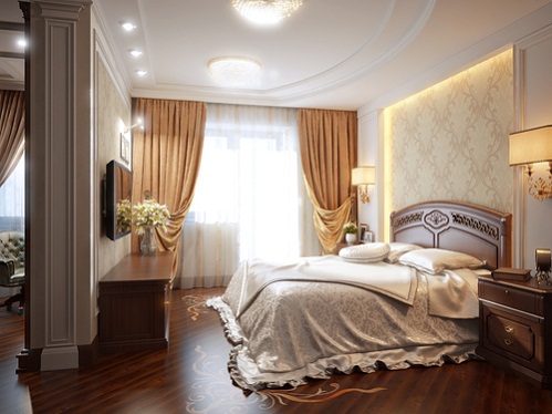French Country Bedrooms with Caramel Curtains