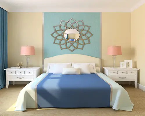 Modern Bedrooms in Caramel & Blue 