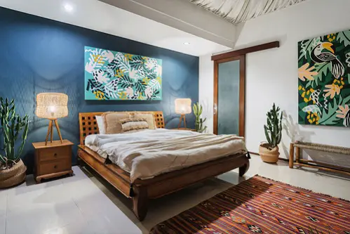 Traditional Bedrooms in Cobalt Blue with Ethnic Decor 