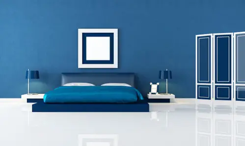 Contemporary Bedrooms in Cobalt Blue with Monochoromatic Decor 