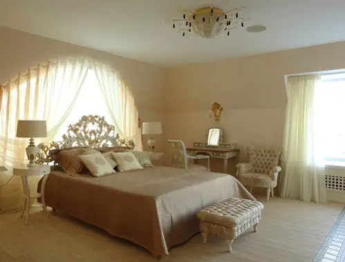 Hollywood Regency Bedrooms in Caramel & Off-White 