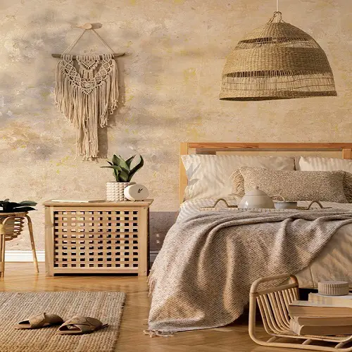 Boho Chic Bedrooms in Caramel with Rattan Decoration 