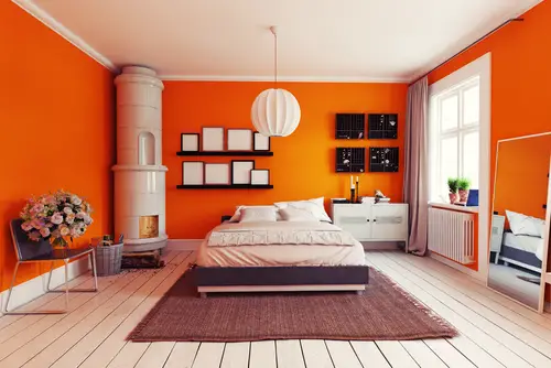 Scandinavian Bedrooms in Caramel with White Furniture