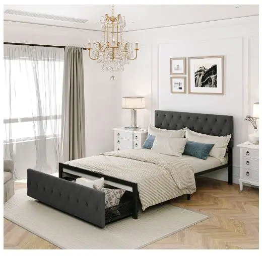 tall bed frame with storage