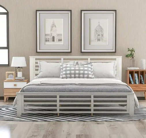 simple white bed frame